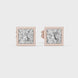 Princess cut solitaire diamond stud earrings in gold with bezel setting and lab grown diamonds by Signora Jewels