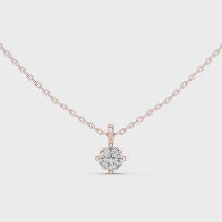 Minimal cushion cut solitaire diamond pendant in gold with lab grown diamond by Signora Jewels