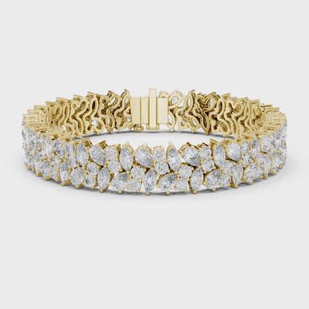 Floral lab grown diamond bracelet with marquise pear and round diamonds in yellow gold white gold and rose gold