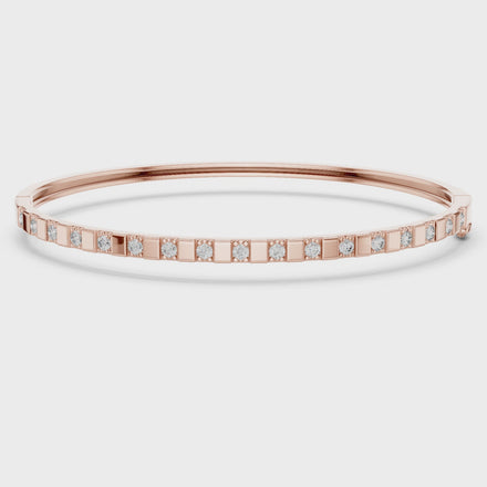 Minimal round diamond bangle bracelet in gold with delicate lab grown diamonds by Signora Jewels
