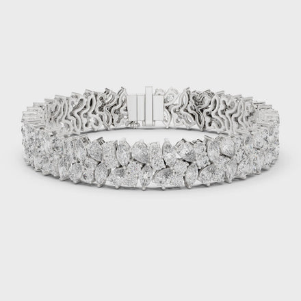 Floral lab grown diamond bracelet with marquise pear and round diamonds in yellow gold white gold and rose gold
