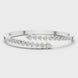 Graduated round lab grown diamond open cuff bracelet with flowing diamond design in yellow white and rose gold