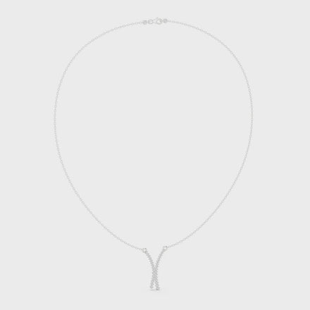Diamond criss cross necklace with V shape pendant design