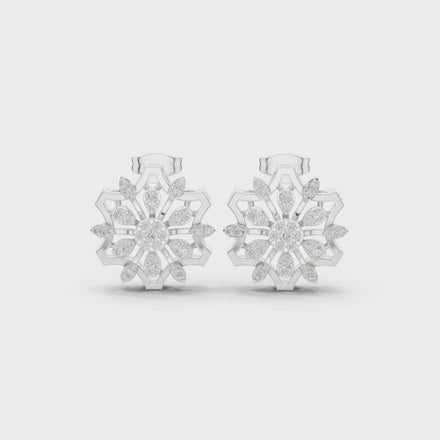 Floral diamond statement earrings in gold with lab grown diamonds by Signora Jewels