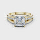 Ladies Asscher split shank diamond ring in gold with Asscher and round lab grown diamonds by Signora Jewels