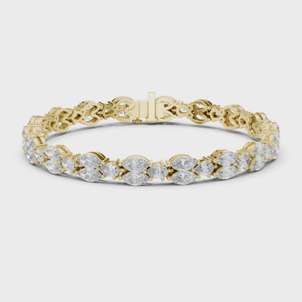 Luxury marquise and pear diamond tennis bracelet in gold with lab grown diamonds by Signora Jewels