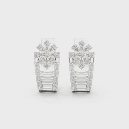 Diamond floral geometric earrings in gold by Signora Jewels