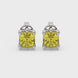 Asscher cut gemstone stud earrings in gold with six-prong basket setting and screw-back closure