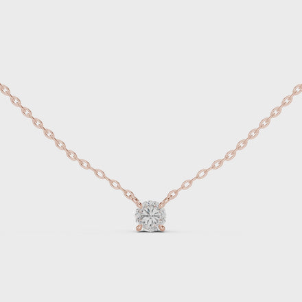 Minimal round cut solitaire diamond pendant in gold with lab grown diamond by Signora Jewels