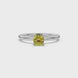 Yellow cushion cut solitaire gemstone ring in yellow gold four-prong setting
