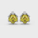 Asscher cut crown stud earrings in gold featuring 5.00 MM gemstones secured in a decorative six-prong crown setting