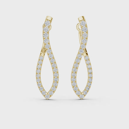 Twisted infinity lab grown diamond drop earrings in gold with modern open design by Signora Jewels