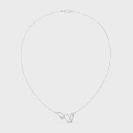 Abstract diamond necklace with butterfly inspired open curve design