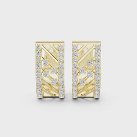 Modern geometric diamond hoop earrings