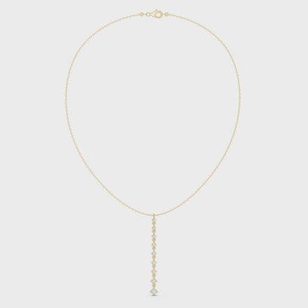 Diamond drop necklace with vertical line pendant design
