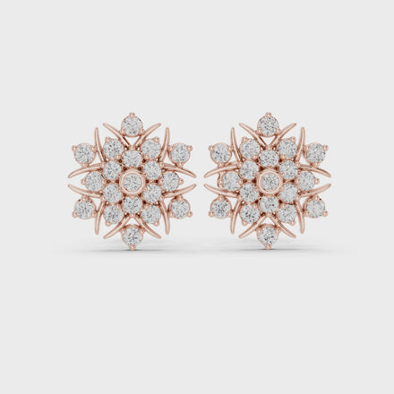 Diamond floral snowflake stud earrings in gold by Signora Jewels