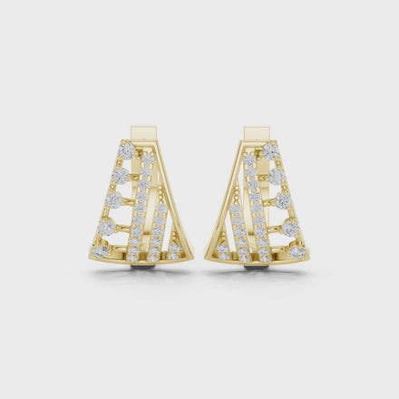 Diamond geometric statement earrings in gold by Signora Jewels