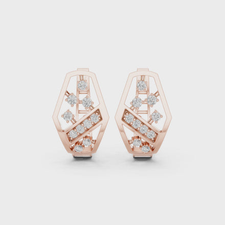 Geometric diamond openwork earrings in gold with lab grown diamonds by Signora Jewels