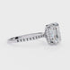 Radiant cut lab grown diamond engagement ring with hidden halo, cathedral setting and pavé diamond band