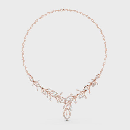 Diamond vine leaf necklace