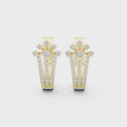 Floral diamond statement earrings in gold with lab grown diamonds by Signora Jewels