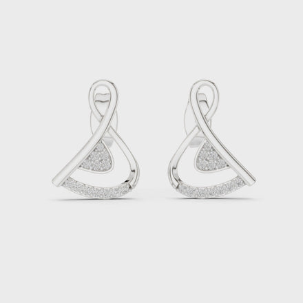 Swirl diamond stud earrings in gold with round lab grown diamonds