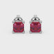 Asscher cut gemstone stud earrings in gold with four-prong basket setting and screw-back closure