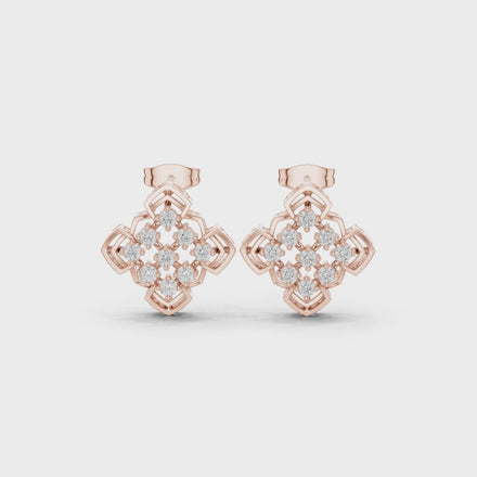 Geometric diamond stud earrings