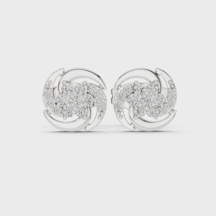 Diamond swirl floral stud earrings in gold by Signora Jewels
