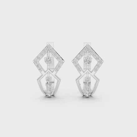 Geometric diamond hoop earrings