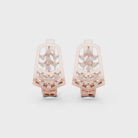 Diamond geometric floral earrings in gold by Signora Jewels