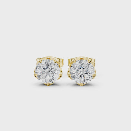 Round diamond stud earrings for women