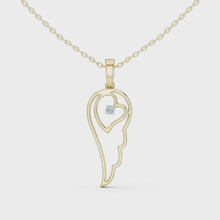 Angel wing diamond pendant in gold with lab grown diamond by Signora Jewels