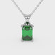 Emerald cut green gemstone solitaire pendant in rose gold four prong setting