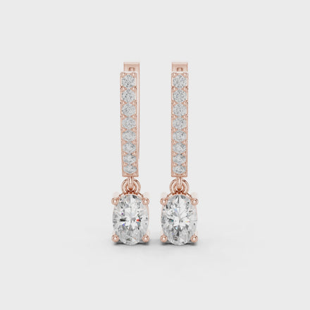 Oval diamond drop earrings