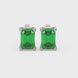 Emerald Cut Green Gemstone Solitaire Stud Earrings in Rose Gold Four Prong Setting
