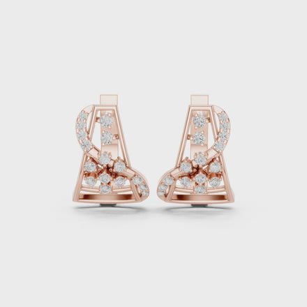 Diamond geometric floral earrings in gold by Signora Jewels