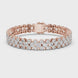 Double row lab grown diamond bracelet with brilliant round diamonds in yellow white and rose gold finishes