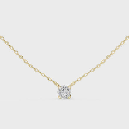 Minimal round cut solitaire diamond pendant in gold with lab grown diamond by Signora Jewels