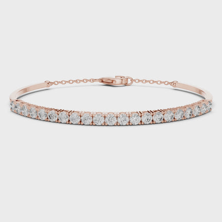 Open cuff lab grown diamond bangle bracelet in yellow gold white gold and rose gold with sleek modern diamond design