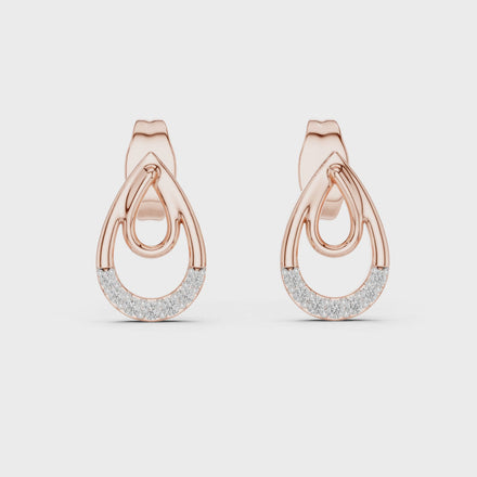 Teardrop diamond stud earrings in gold with round lab grown diamonds