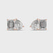 Pear and emerald cut diamond stud earrings in modern luxury design