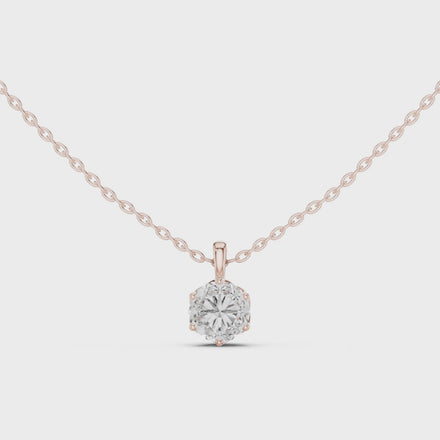 Classic round cut solitaire diamond pendant in gold with lab grown diamond by Signora Jewels