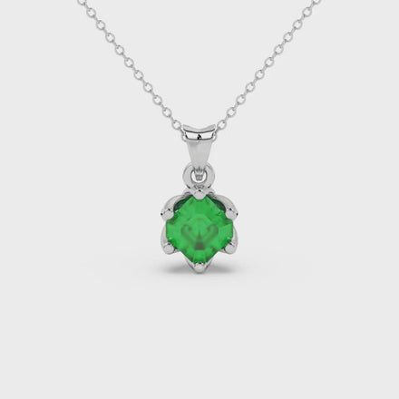 Asscher cut crown solitaire pendant in gold featuring a 5.00 MM gemstone secured in an elegant six-prong crown setting