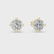 Cushion cut solitaire stud earrings in gold