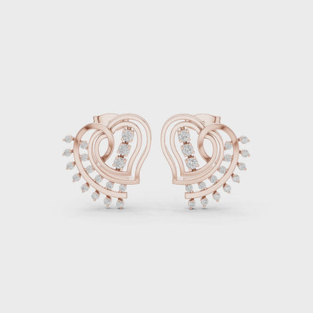 Heart spiral diamond earrings
