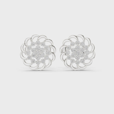 Diamond floral cluster stud earrings in gold by Signora Jewels