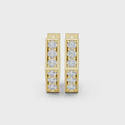 Diamond hexagon hoop earrings in gold by Signora Jewels