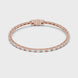 Lab grown baguette diamond tennis bracelet in yellow gold white gold and rose gold featuring sleek geometric diamond settings