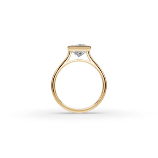 Princess Lab Grown Diamond Bezel Solitaire Ring in yellow gold, view 2
